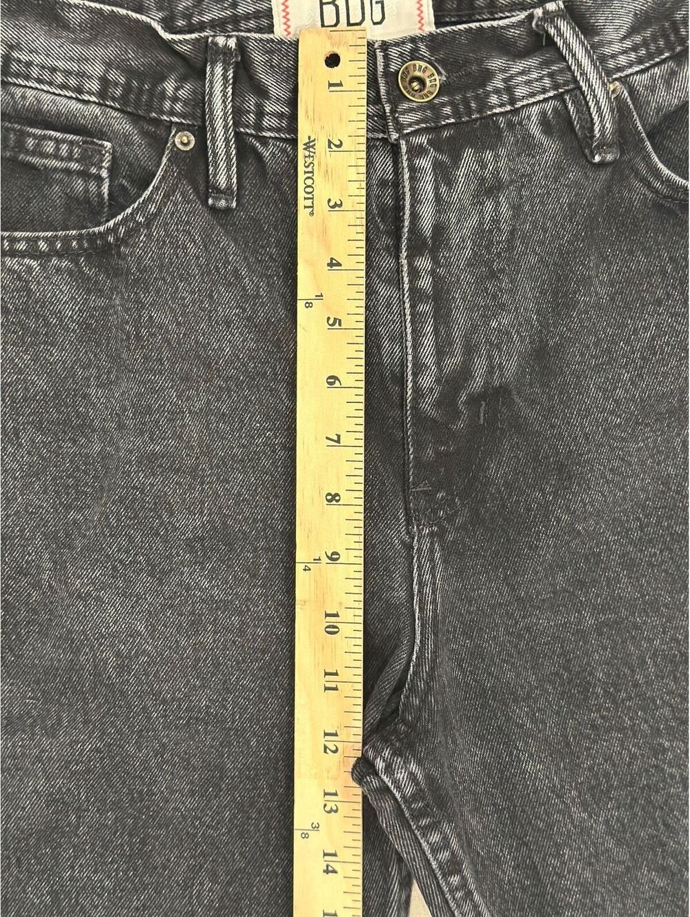 Urban Outfitters BDG Black Acid-Wash Mens 32x25 Curved Fit Cropped Ankle Jeans - Picture 5 of 9